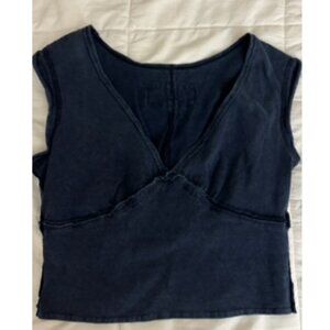 Denim-style Vneck Top